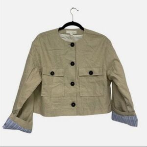 Zara Tan Utility Jacket with Black Accents